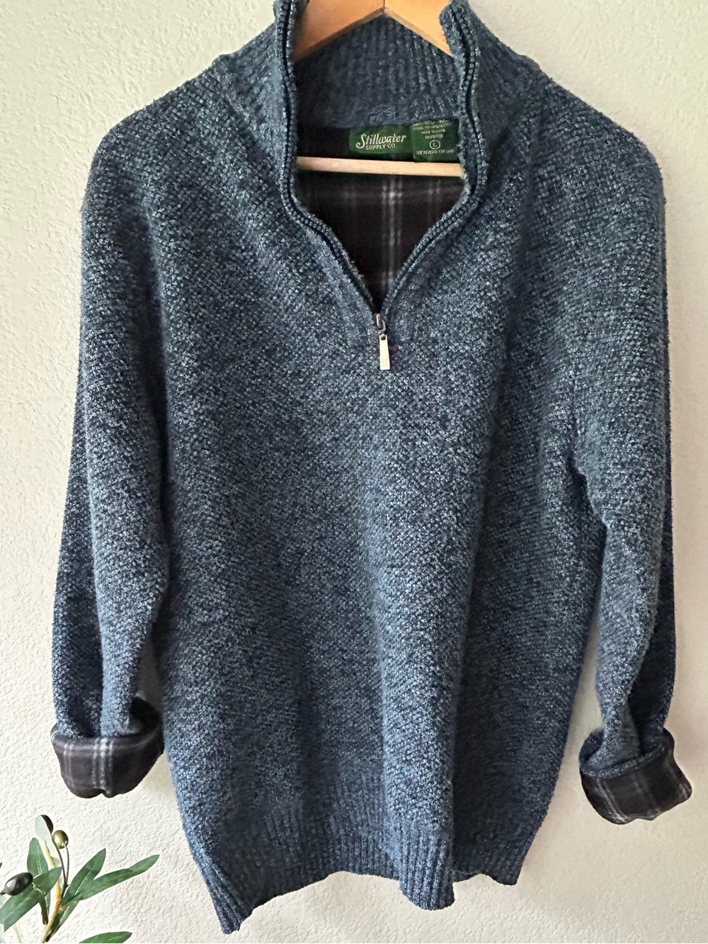 Stillwater Men's Blue Quarter-Zip Knit Sweater